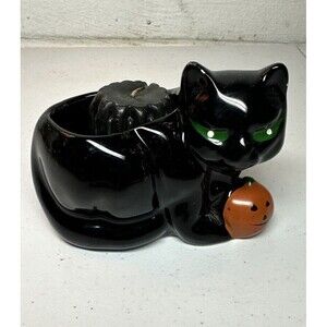 Vintage Mcrae’s Black Cat Candle Holder Figurine Halloween